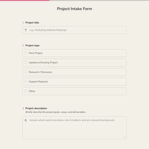 Project Intake Form Template
