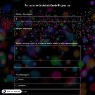 Plantilla de Formulario de Admisión de Proyectos