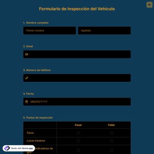 Plantilla de Formulario de Inspección del Vehículo