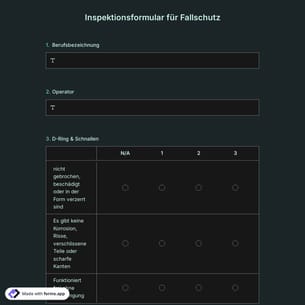 Inspektionsformular für Fallschutz