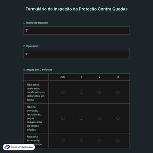Formulário de Inspeção de Proteção Contra Quedas