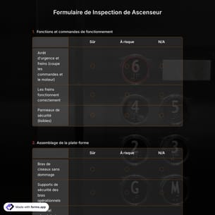 Formulaire de Inspection de Ascenseur