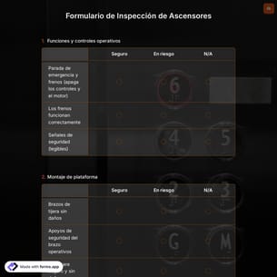 Plantilla de Formulario de Inspección de Ascensores