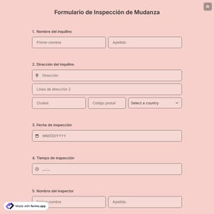 Plantilla de Formulario de Inspección de Mudanza