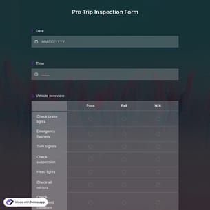 Pre Trip Inspection Form Template