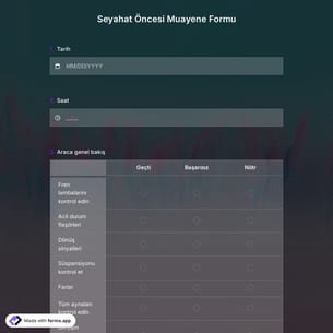 Seyahat Öncesi Muayene Formu Şablonu