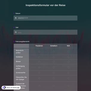 Inspektionsformular vor der Reise