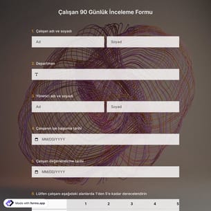 Çalışan 90 Günlük İnceleme Formu Şablonu