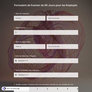 Formulaire de Examen de 90 Jours pour les Employés