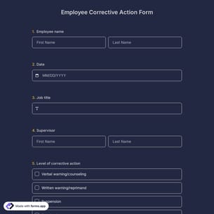 Employee Corrective Action Form Template