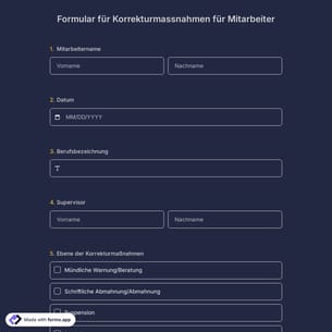Formular für Korrekturmassnahmen für Mitarbeiter