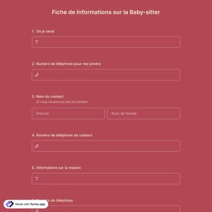 Fiche de Informations sur la Baby-sitter