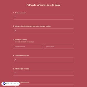 Folha de Informações da Babá