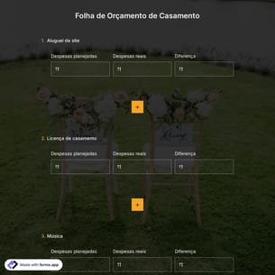 Folha de Orçamento de Casamento