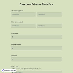 Employment Reference Check Form Template