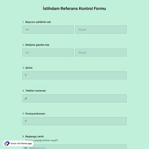 İstihdam Referans Kontrol Formu Şablonu