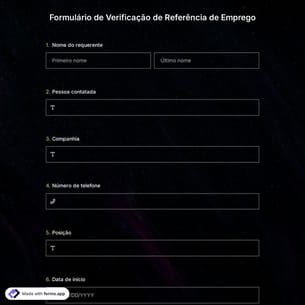 Formulário de Verificação de Referência de Emprego
