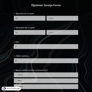 Öğretmen Tavsiye Formu Şablonu