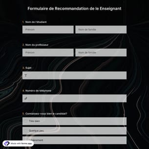 Formulaire de Recommandation de le Enseignant