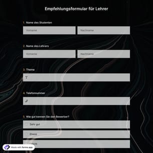 Empfehlungsformular für Lehrer