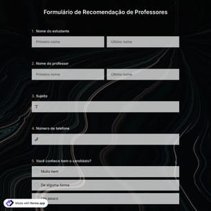 Formulário de Recomendação de Professores