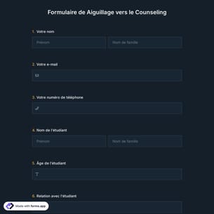 Formulaire de Aiguillage vers le Counseling