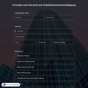 Formular zum Verzicht auf Arbeitnehmerentschädigung