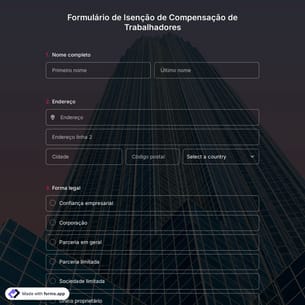 Formulário de Isenção de Compensação de Trabalhadores