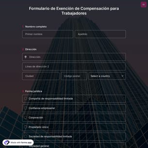 Plantilla de Formulario de Exención de Compensación para Trabajadores