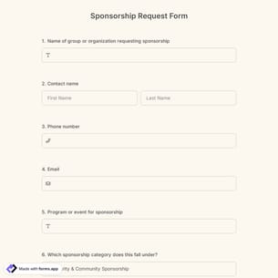 Sponsorship Request Form Template