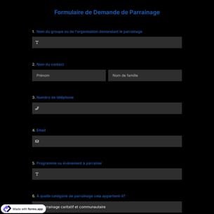 Formulaire de Demande de Parrainage