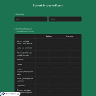 Römork İnceleme Formu Şablonu