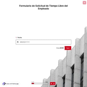 Plantilla de Formulario de Solicitud de Tiempo Libre del Empleado