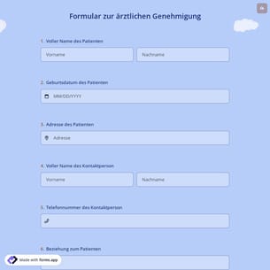 Formular zur ärztlichen Genehmigung