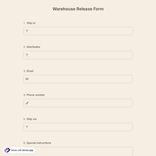 Warehouse Release Form