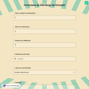 Formulaire de Décharge de Entrepôt