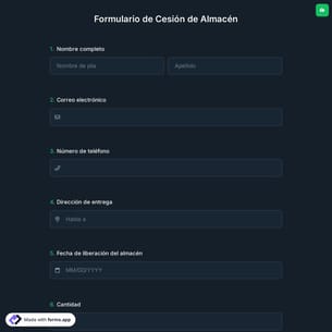 Formulario de Cesión de Almacén