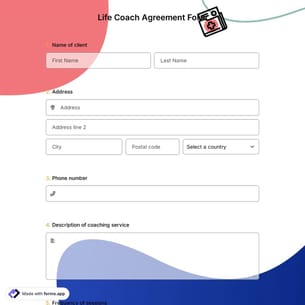 Life Coach Agreement Form