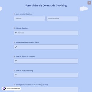 Formulaire de Contrat de Coach