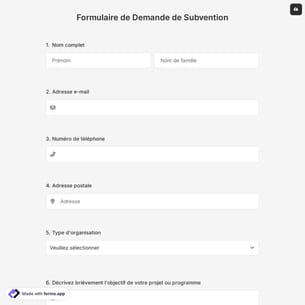 Modèle De Formulaire De Demande De Subvention En Ligne Gratuit