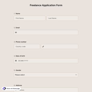 Freelance Application Form