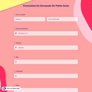 Formulaire De Demande De Petite Amie