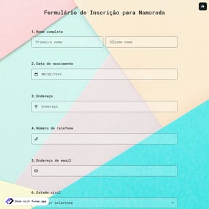 Formulário de Inscrição para Namorada