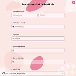 Formulario de Solicitud de Novia
