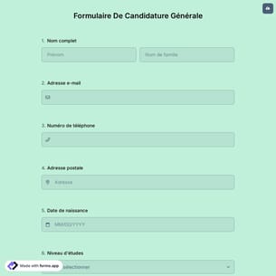 Formulaire De Candidature Générale
