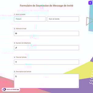 Formulaire De Soumission De Message De Invité