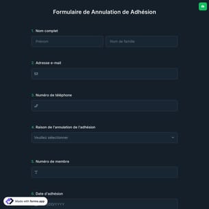 Formulaire de Annulation de Adhésion
