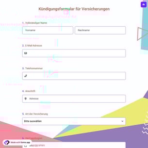 Kündigungsformular für Versicherungen