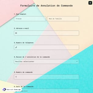 Formulaire de Annulation de Commande