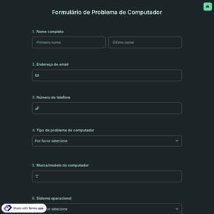 Formulário de Problema de Computador